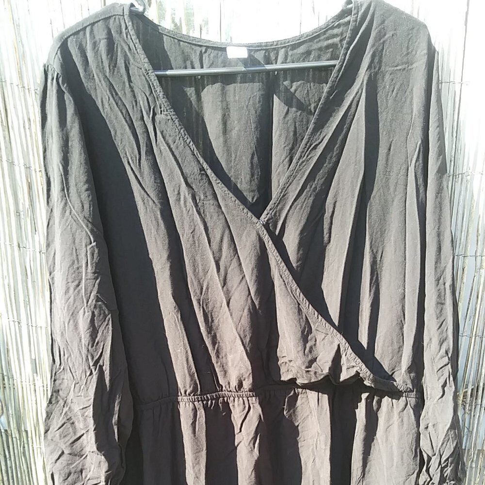 Old Navy Solid Black Dress Midi 3/4 Sleeve - XXL